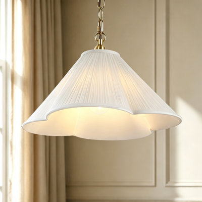 1-Light 15.2”W Pleated and Scalloped Pendant Light
