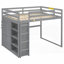 Lit mezzanine en bois pleine grandeur avec garde-robe intégré Tablettes de rangement, grises - aucun sommier nécessaire, robustes Stable-76906767