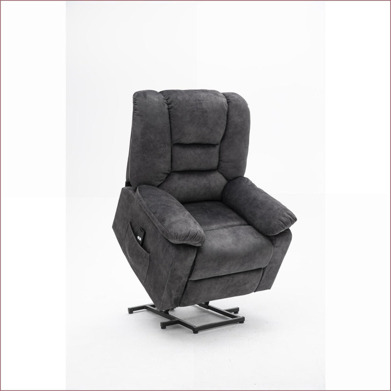 Fauteuil inclinable électrique inclinable avec massage et amp; Chauffage, velours, meubles de salon | Bleu grisâtre, Gris