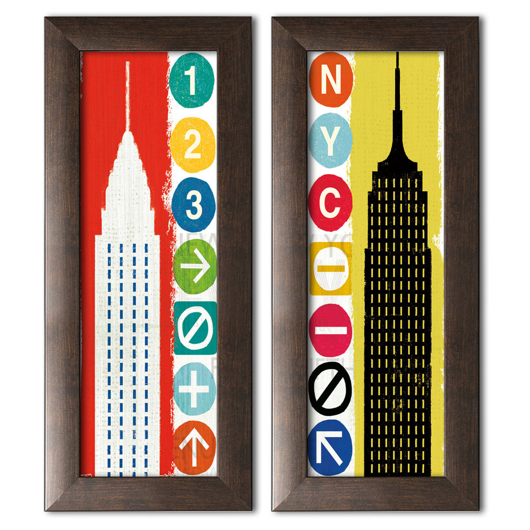 " New York City Life Empire & Chrysler " by Michael Mullan 2 - Pieces Williston Forge 