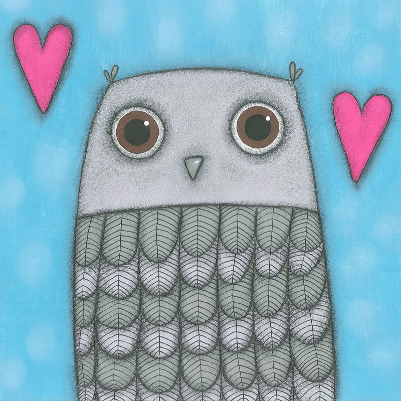 «Owl», reproduction sur toile tendue, H 18 po x l 18 po x P 1,5 po