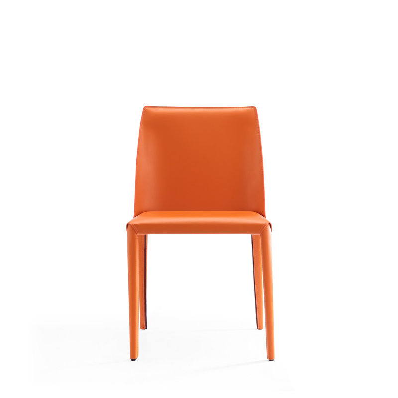 Coral Leather Upholstered Metal Side Chair, 21" High