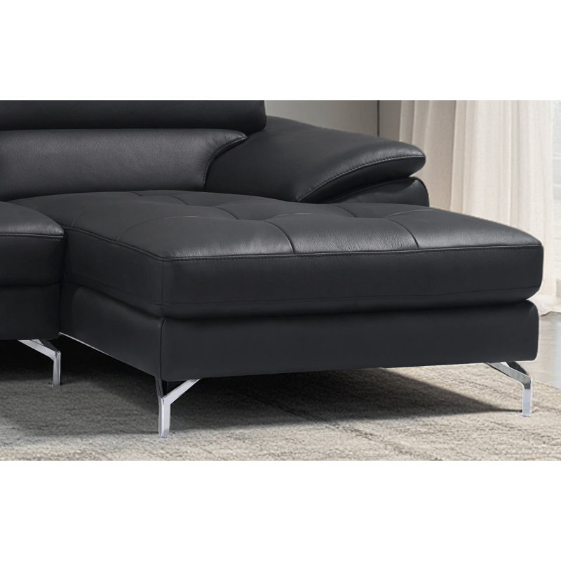 Matimila Upholstered L-Shaped Sectional Right Hand Facing, Black Leather