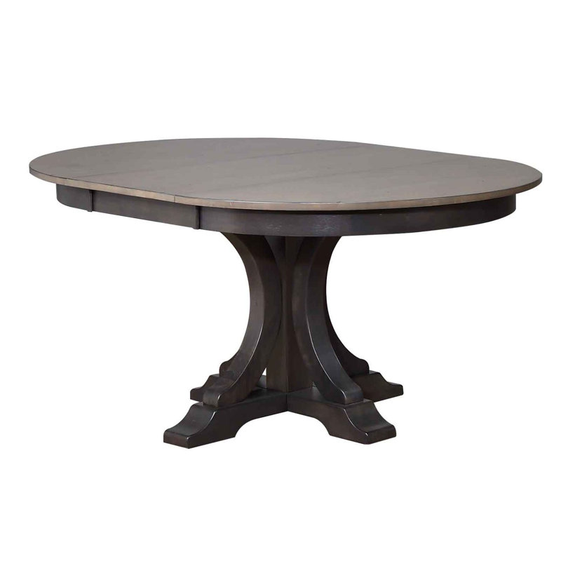 Round Extenable Solid Wood Art Deco Dining Set With 4 Chairs in Cream & Honey Finish, Black Stone, Gray Stone