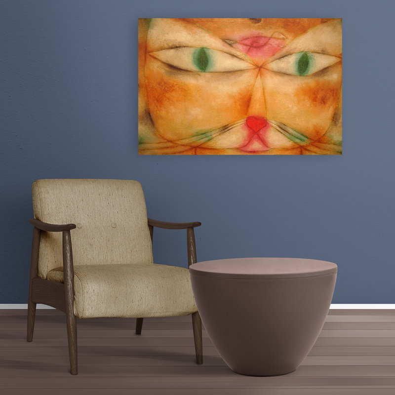 Chat et oiseau, reproduction d'art moderne, H 24 po x l 36 po