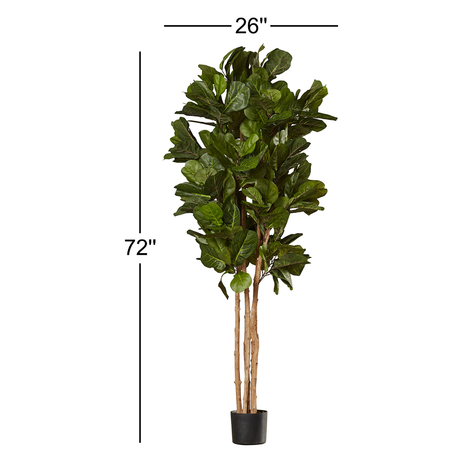 Nearly Natural Fiddle Leaf Fig Tree in Pot, 72" H x 26" W x 26" D