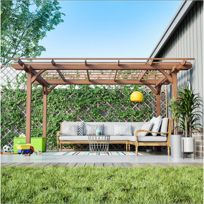 12 X 10 FT Outdoor Wood Pergola, Wooden Grape Pergola For Climbing Plant Support For Garden, Patio, Backyard, Deck