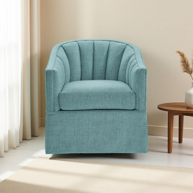 Fauteuil d'appoint pivotant avec jupe Solitude, Bleu clair