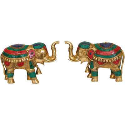 Paire d'éléphants à incrustation
