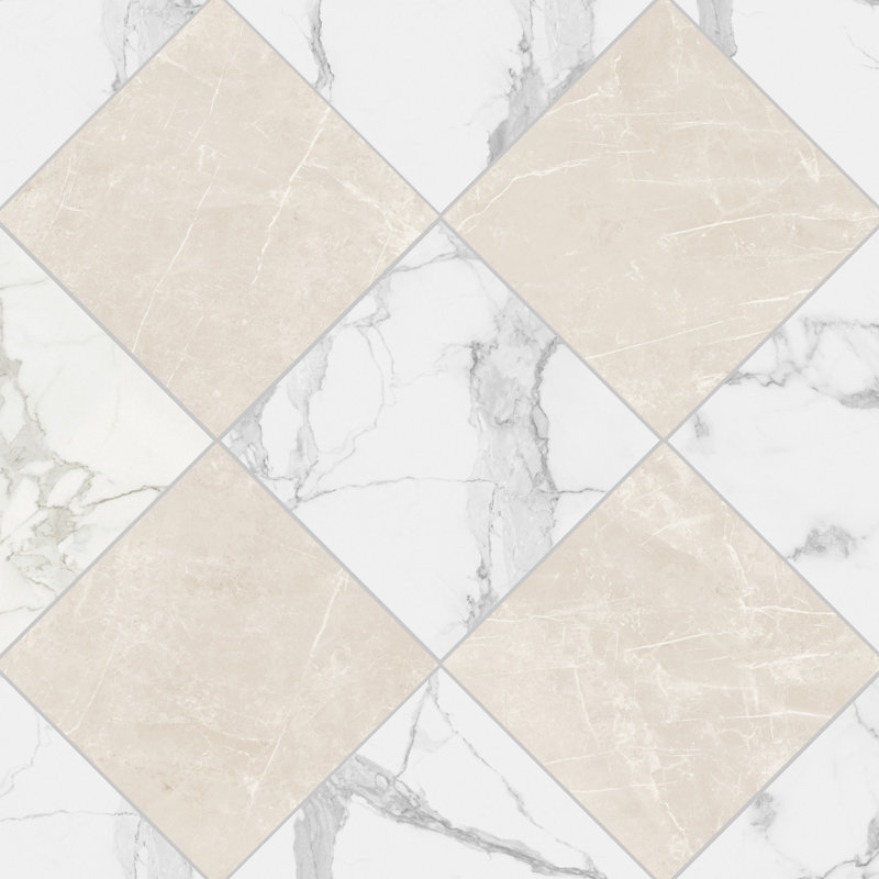 Toscane damier 12X12 Statuario et Dolomia, Statuario / Dolomia