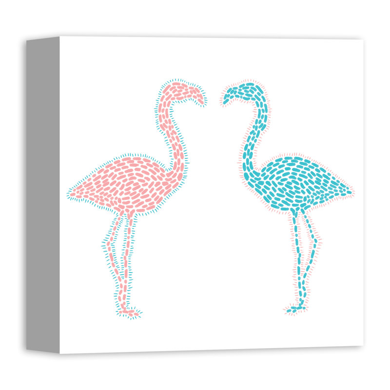Art sur toile flamants roses et bleus, H 16 po x l 16 po x P 1,25 po