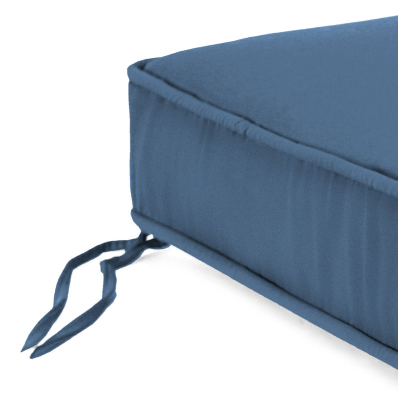 Sunbrella 23" x 22" Outdoor Deep Seat Cushion Set with Ties and Welt, Canvas Sapphire Blue