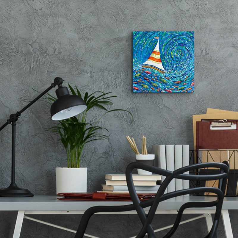 Breakwater Bay «Set Sail» par Estelle Grengs, art mural en verre acrylique, H 12 po x l 12 po x P 0,13 po