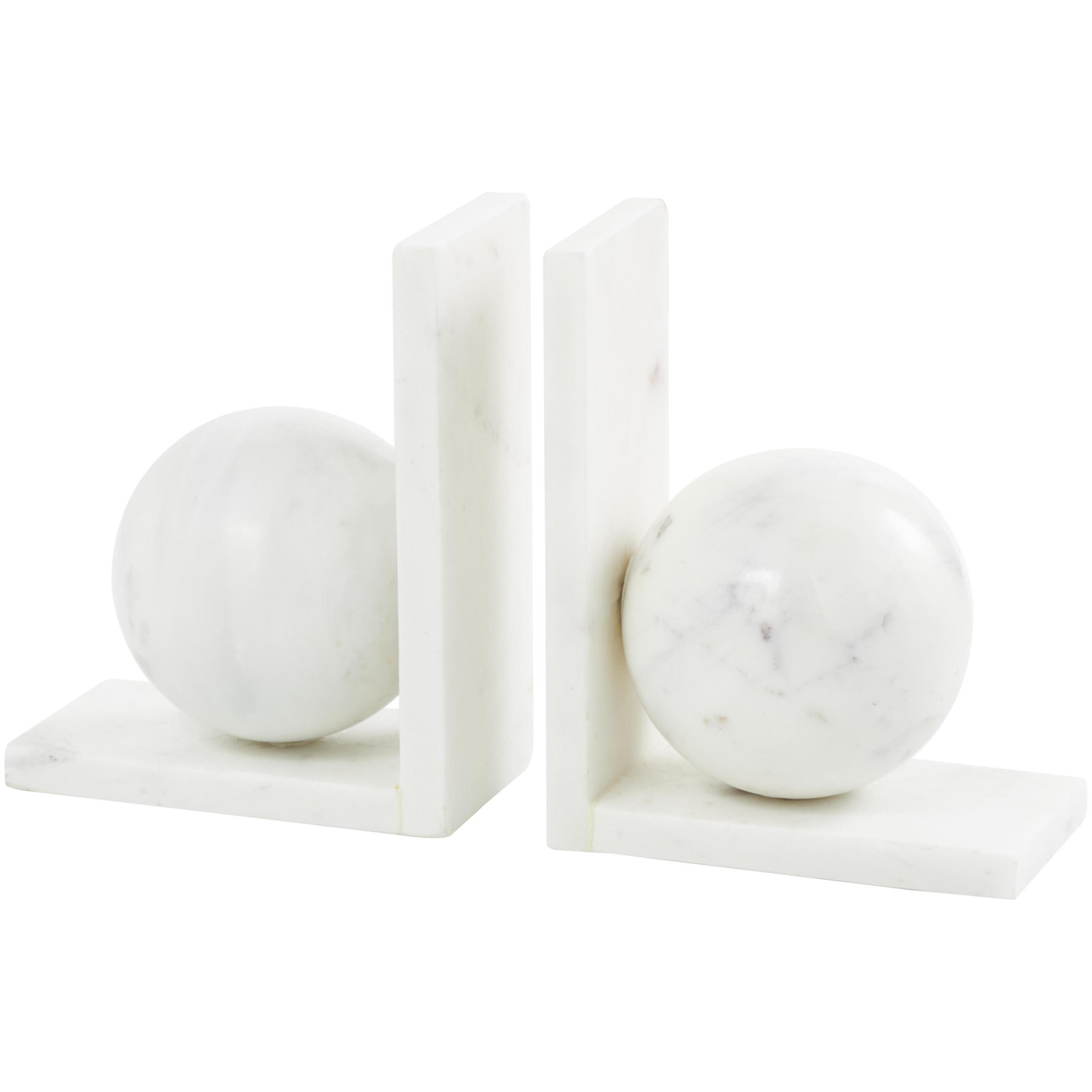 Orb Geometric Bookends, White