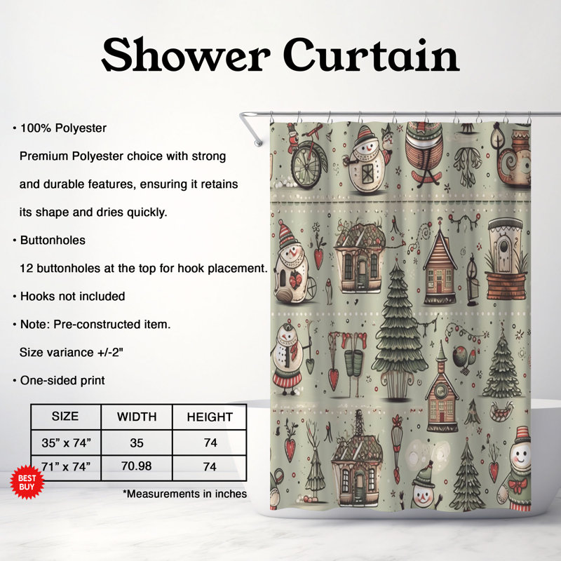 Illustration de bonhomme de neige polaire - Rideau de douche Premium, H 74 po x l 71 po