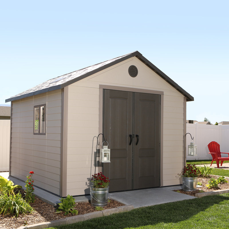 Lifetime 11 Ft. X 11 Ft. High-density Polyethylene (plastic) Outdoor Storage Shed With Steel-reinforced Construction