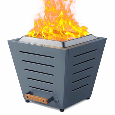 20 Inch Smokeless Fire Pit With Ash Tray, Portable Stainless Steel Outdoor Fireplace