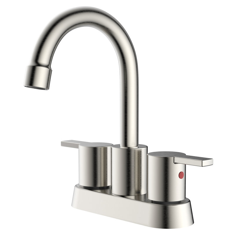 Robinet de salle de bain à 2 poignées avec ensemble de drain Alamo inclus en nickel brossé, Nickel brossé