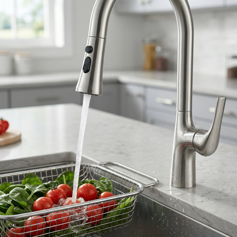 Single Handle Kitchen Faucet with Pull-Down Sprayer