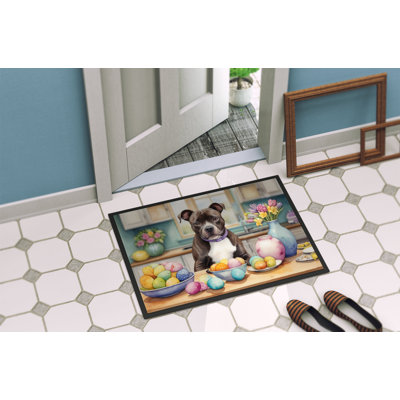 Paillasson de décoration Staffordshire Bull Terrier de Pâques