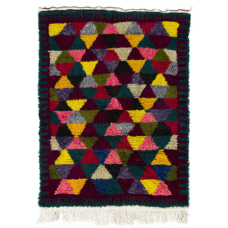 Tapis vibrant fait à la main Mid-Century