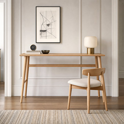 Bureau en chêne massif, bureau d'ordinateur moderne en bois pour bureau à domicile et espace de travail