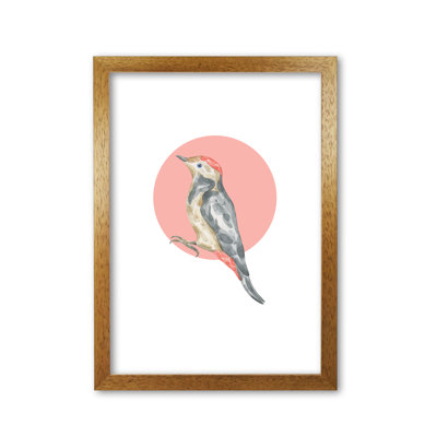 Watercolour Bird With Red Circle - Painting