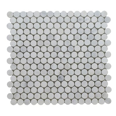 Arabescato Marble Penny Round Mosaic Wall Tile -  Stone & Tile Shoppe, SSHLNEW9007