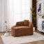 Méridienne courbée à compression avec méridienne intérieure moderne en chenille avec canapé-lit à assise profonde et 1 coussin, canapé-lit pour salon, chambre à coucher, appartement, caramel.-1008323773