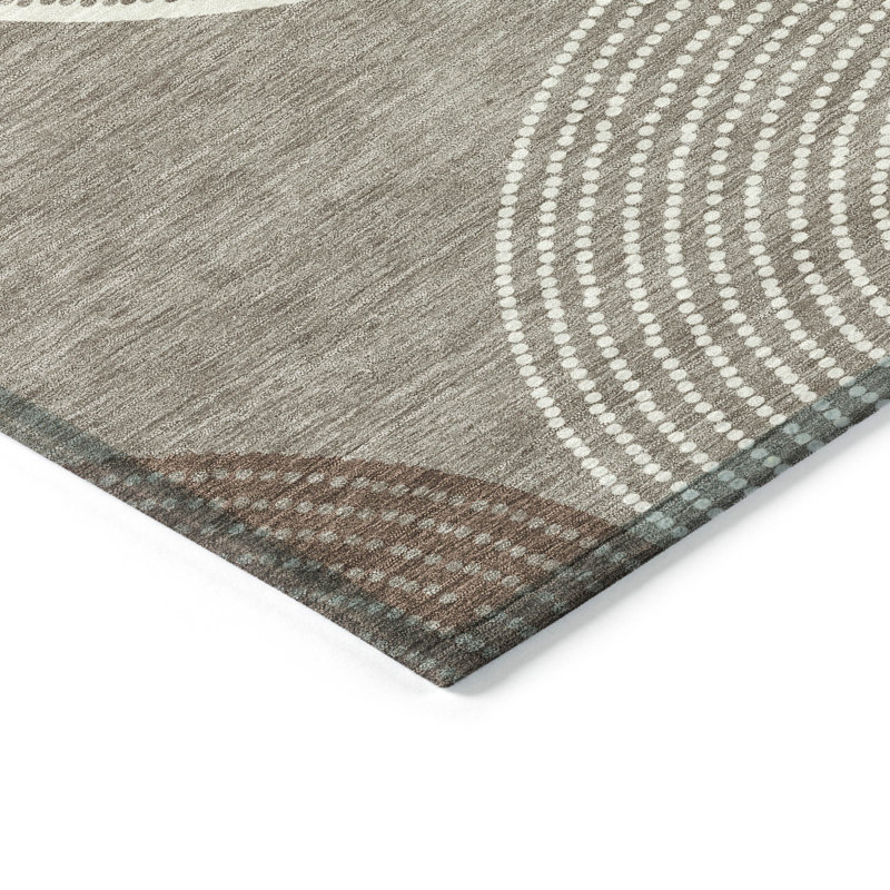 Machine Washable Indoor/Outdoor Jenning ACN2281 Geometric Rug, Round 8'