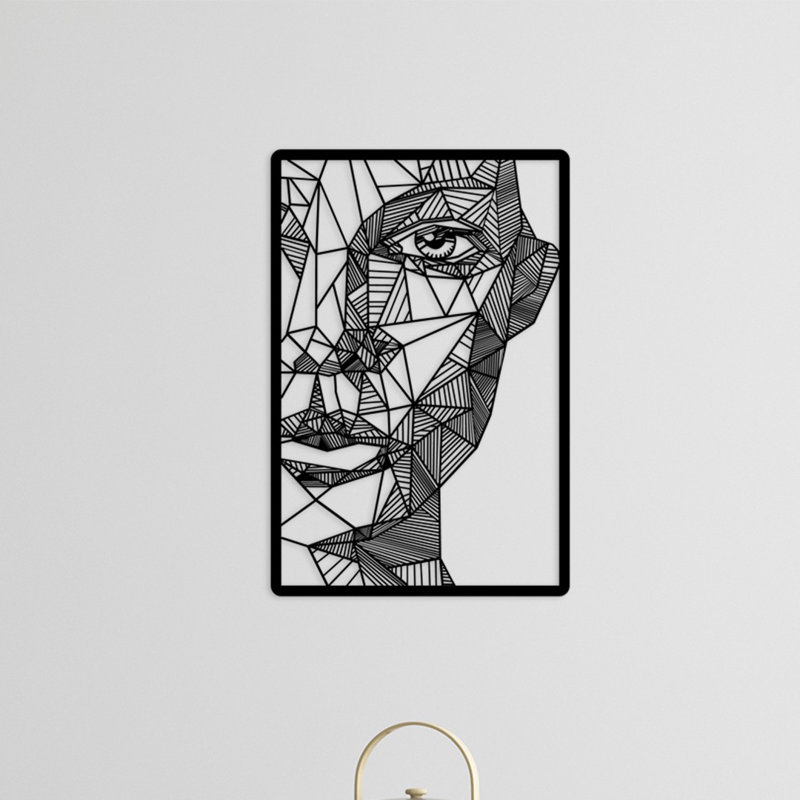 Décoration murale abstraite visage de femme en métal, 23,62 po x 15,75 po x 0,59 po