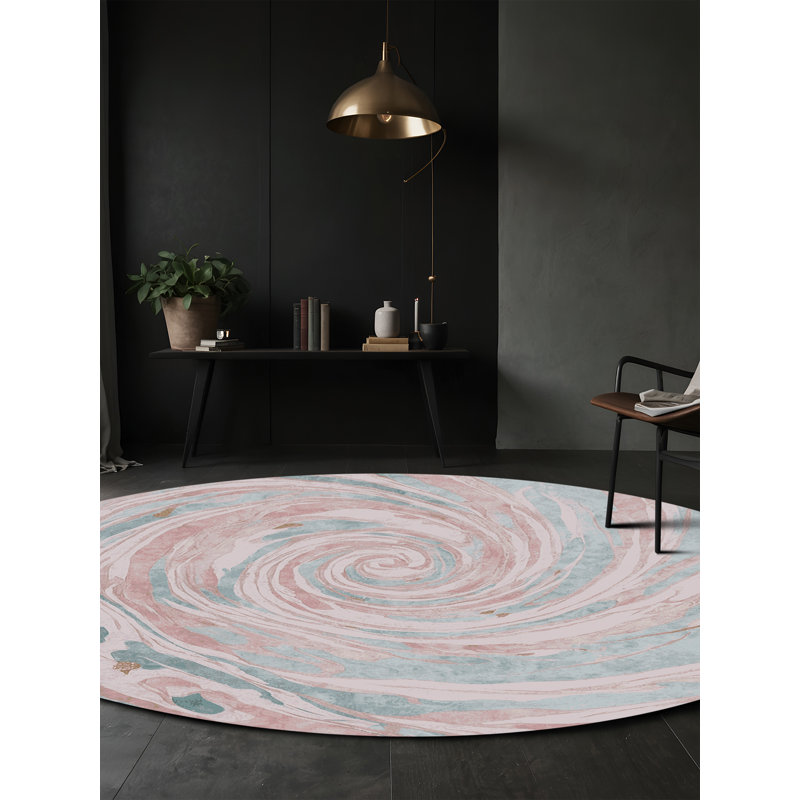 Tapis beige lavable à la machine, Rond 6 pi