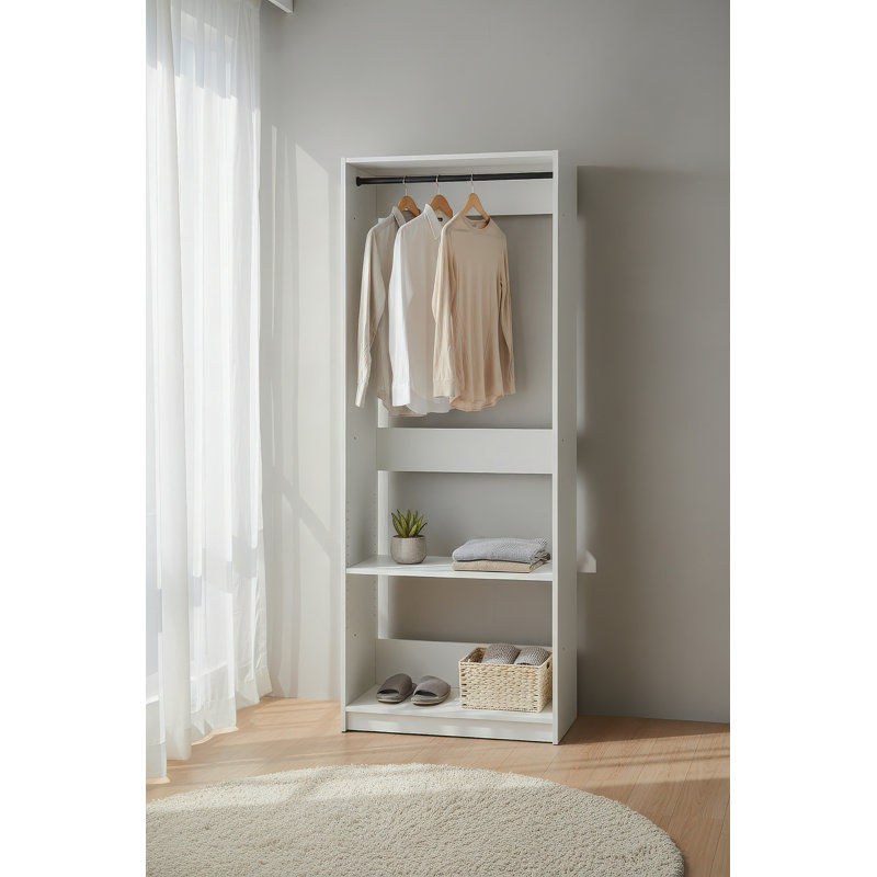 Garde-robe en bois blanc 32 "avec une tringle Prosper