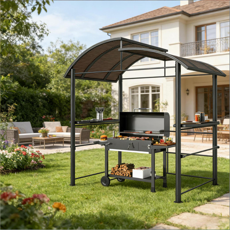 Pavillon de jardin durable en acier et en aluminium, auvent extérieur moderne pour recevoir