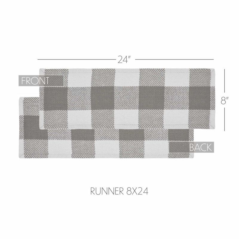 Annie Buffalo Check Dining Linens, Gray/White, 24" x 8"