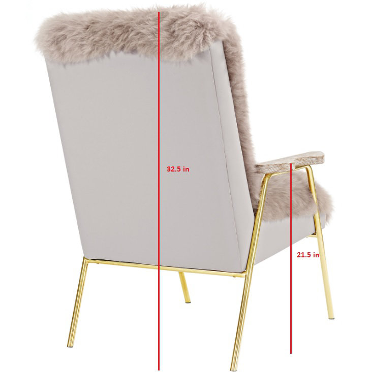 Modway Sprint Golden Australian Sheepskin Arm Chair, Brown Faux Leather
