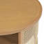 Table basse ronde à 2 niveaux en bois naturel avec base en rotin de rangement de 31,3 po (table basse uniquement, sans chaises)