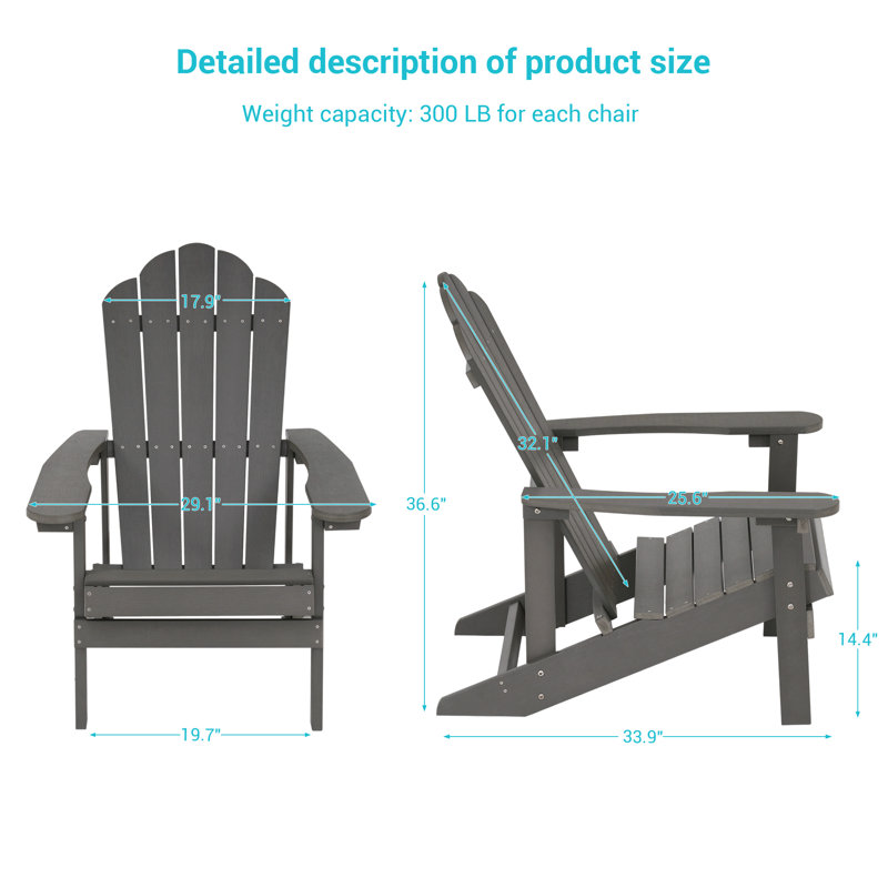 Chaise Adirondack en plastique Halstein, Gris anthracite