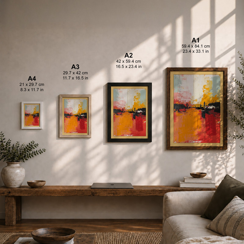 Urban Horizons Abstract - Framed Print, Walnut, A4 - 29.7 x 21.0 cm