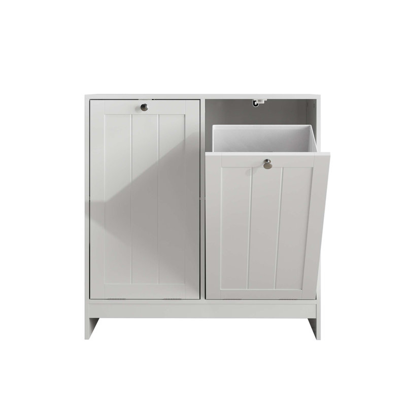 Tilted Laundry Hamper with Removable Baskets for Efficient Sorting and Space-Saving Storage.
