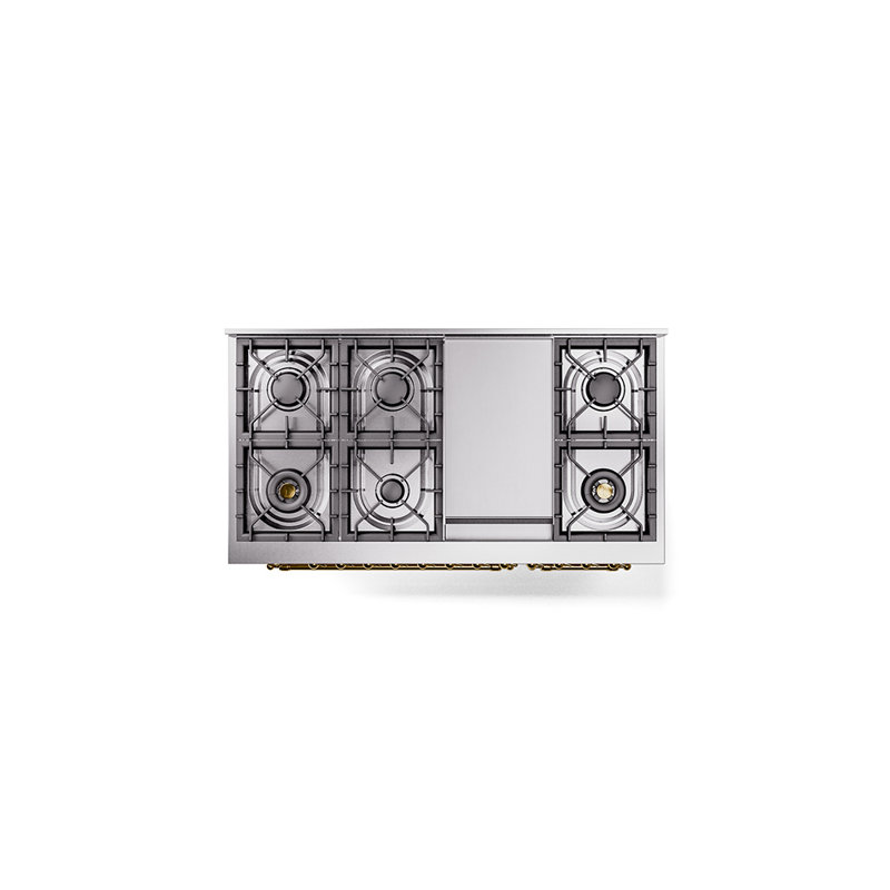 ILVE Nostalgie II 48 Dual Fuel Range , Antique White/Brass, Natural Gas