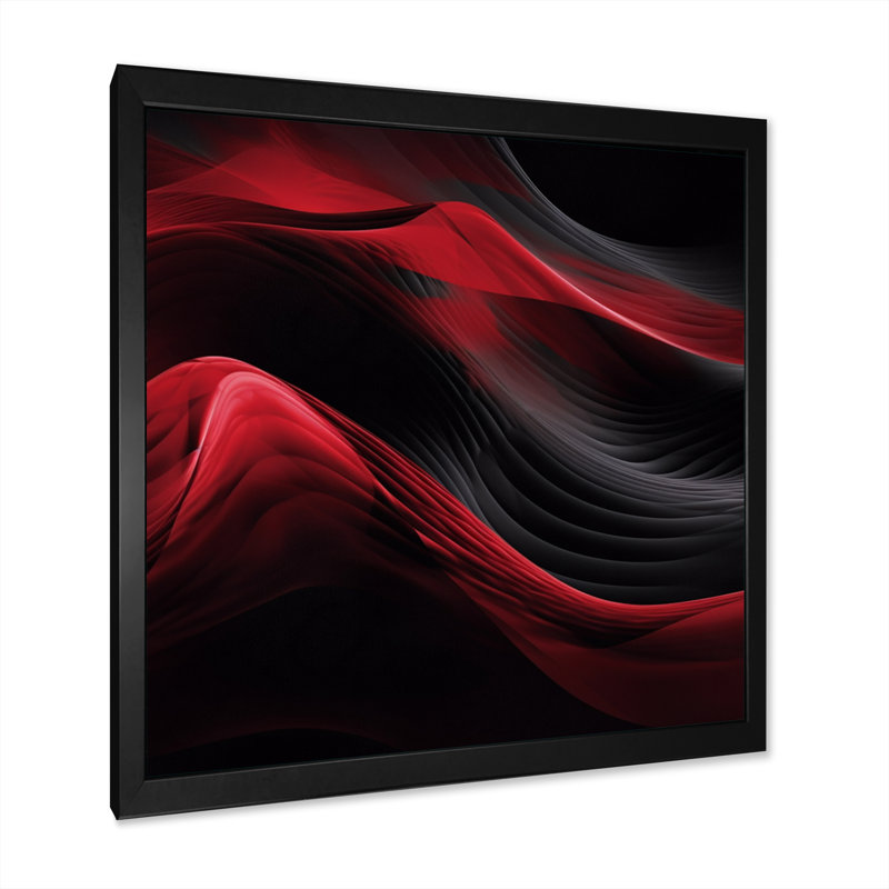 Abstrait contemplatif rouge et noir - impression, Cadre photo noir, H 16 po x l 16 po x P 1 po
