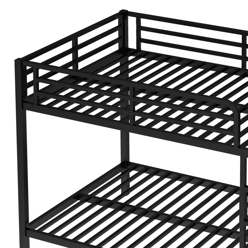 Black Metal Full Xl Bunk Bed With Guardrails