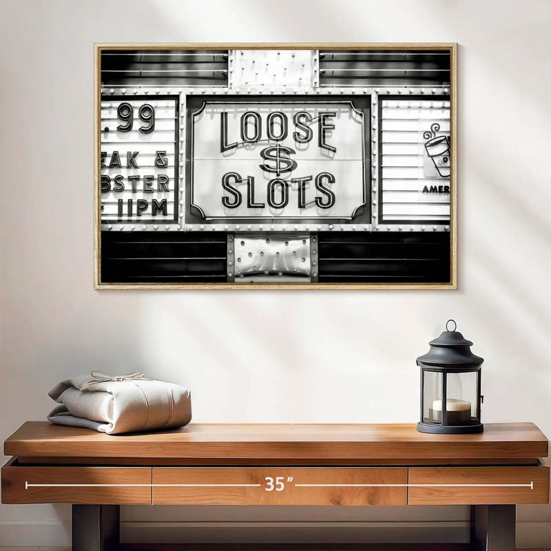 Loose Dollar Machines à sous, Cadre flottant en bois naturel, 25 po x 17 po