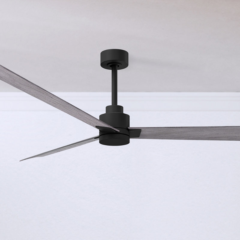 Ventilateur de plafond Alessandra 72, Noir mat, Ton bois de grange