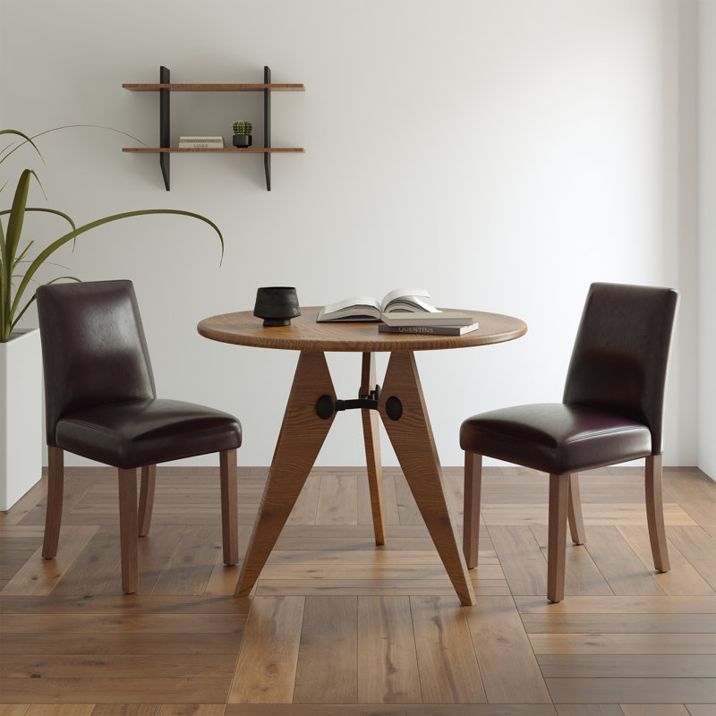 17.3'' Wide Modern Upholstered Fabric High Back Parsons Side Dining Chair with Solid Wood Legs, Dark Brown 
