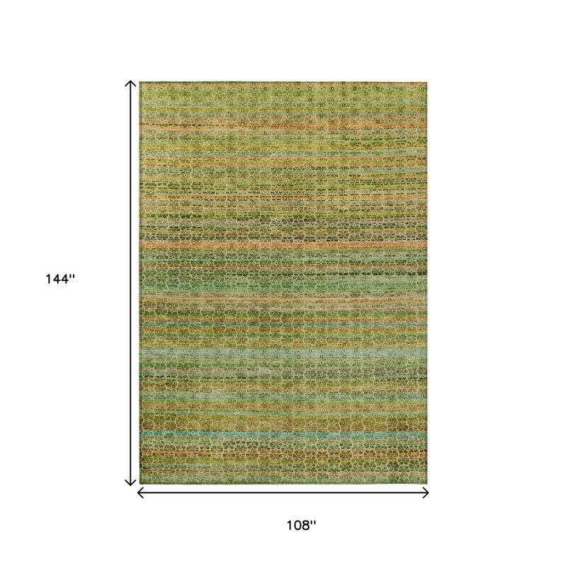 Tapis extérieur lavable rayé bleu cuivre et bleu sarcelle 9 pi x 12 pi