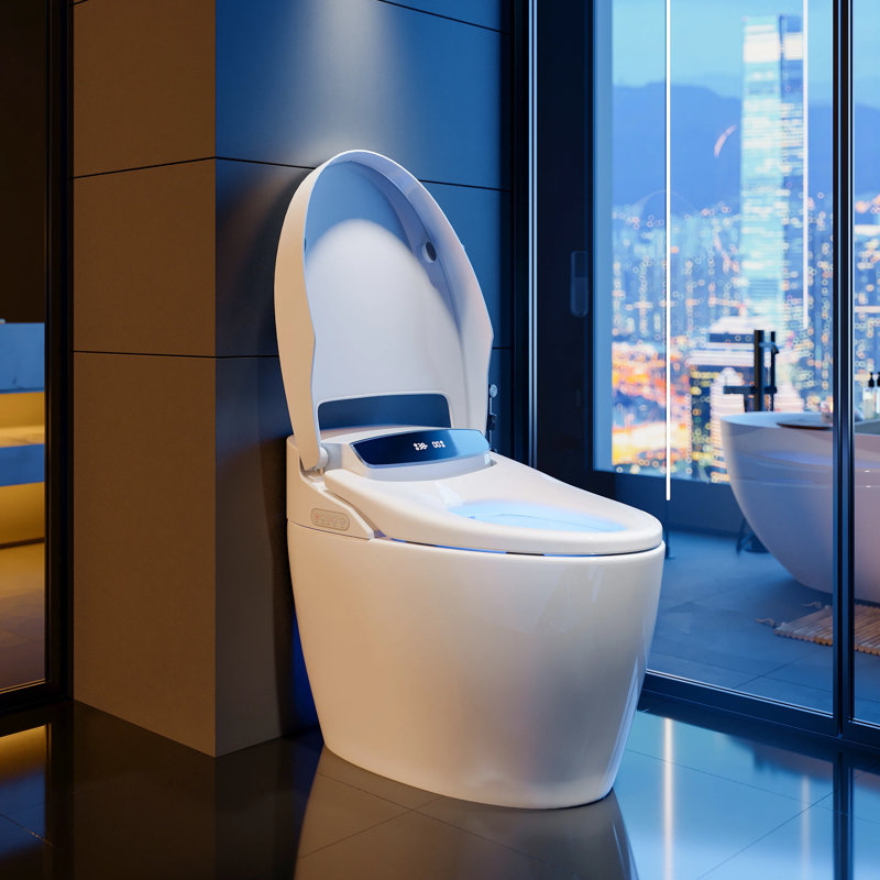 White Elongated One-Piece Smart Toilet with Heated Seat