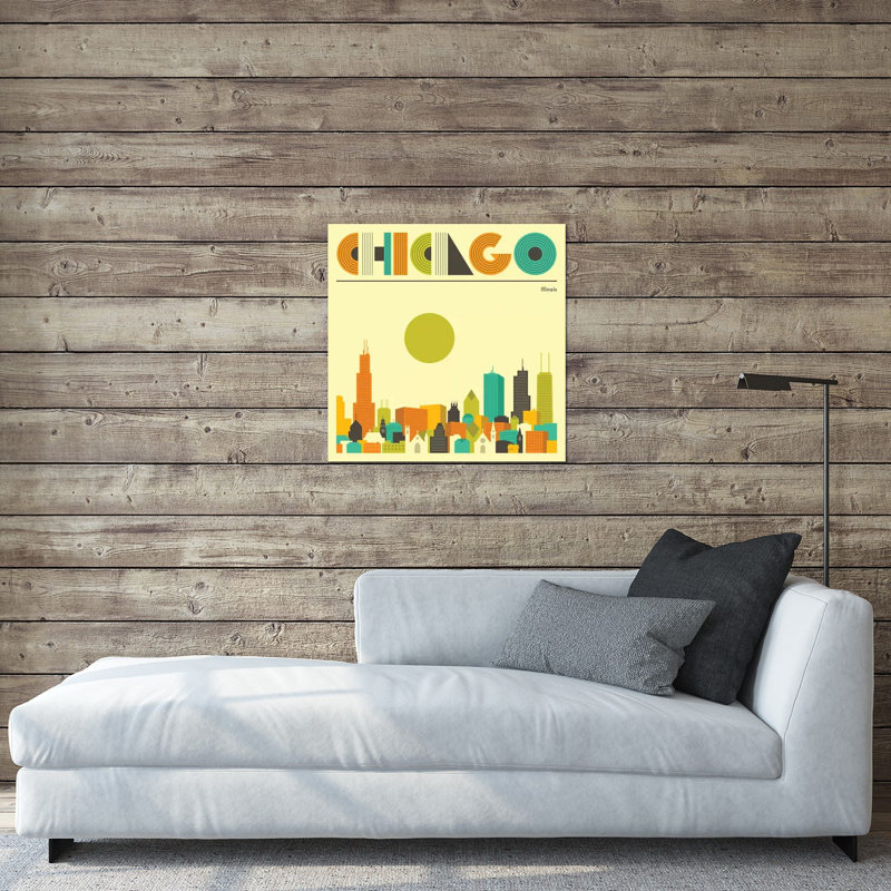 «Chicago Skyline I» par Jazzberry Blue - impression non encadrée, H 24 po x l 24 po x P 0,25 po