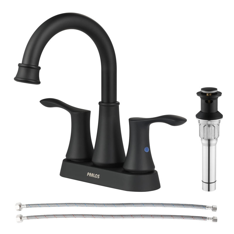 2-handle Bathroom Faucet with Drain Assembly, Matte Black